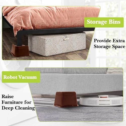 Bed Risers 1 inch, 2 inch, 3 inch, 4 inch, 6 inch, 8 inch Heavy Duty, Oversized Furniture Riser for Couch Sofa Table Chair Leg Frame Dorm, Support up to 6000 Lbs (Chocolat Brown 4 Pack, 2 inch) - Image 4