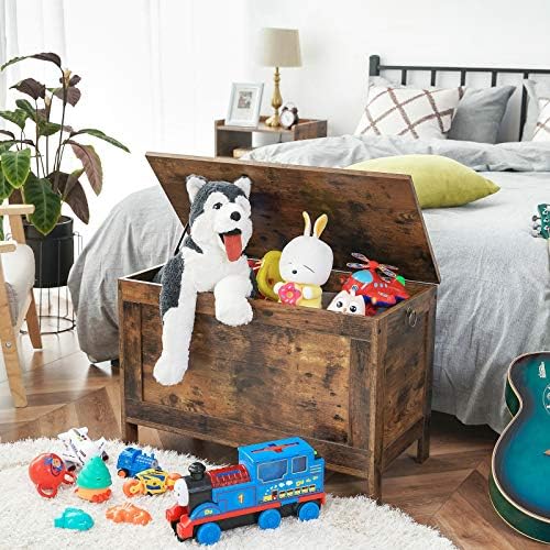 HOOBRO Toy Box, Retro Wooden Look Storage Chest with Safety Hinge, Entryway Storage Bench Supports 330 lb, 29.9 x 15.7 x 18.9 Inches Toy Chest Organizer, Easy Assembly (Rustic Brown) BF75CW01G2 - Image 2