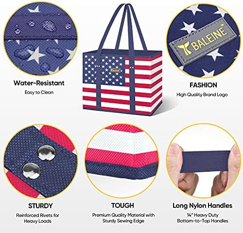 BALEINE 6PK Reusable Grocery Bags, Heavy Duty Shopping Tote Bag - Image 3