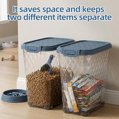 DRATO Pet Food Storage Containers, 2-Pack 60LBS Capacity Resin Dog Food Container with Airtight Lid, Transparent Body, Sturdy & Durable, Versatile Pet Food Bin for Indoor Dog Food Storage - Image 2