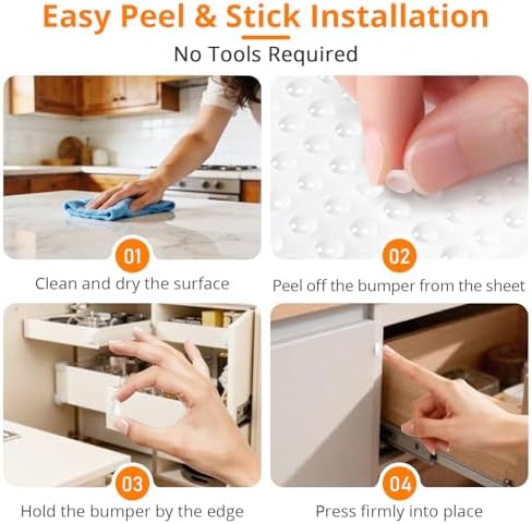 CHUNZEXI 200 PCS Clear Cabinet Door Bumpers, 1/4 Inch Round Rubber Pads - Image 4