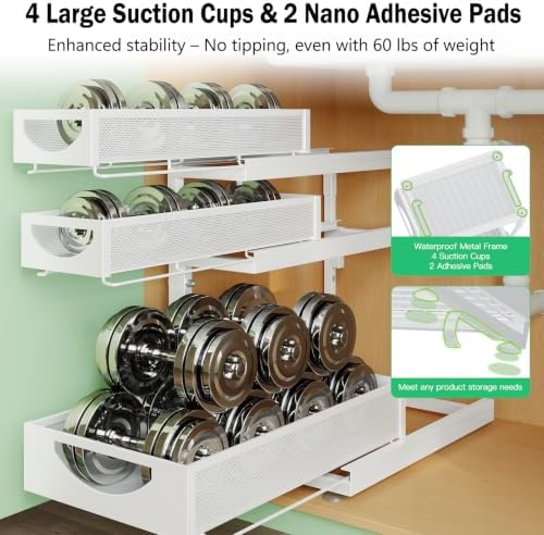 Under Sink Organizer, 2-Pack 3-Tier Pull Out Cabinet Organizers and Storage - Image 6