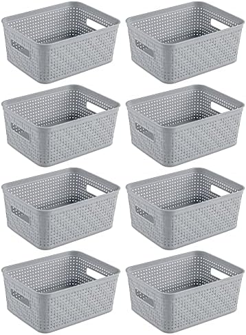 Sterilite Small Stacking Baskets w/ Handles for Bathroom & Pantry, 8-Pack by Sterilite