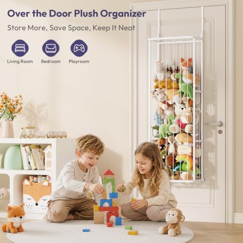 SWTYMIKI Hanging Stuffed Animal Storage - Over Door Toy Organizer, 3-Tier - Image 3