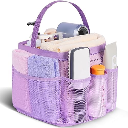 EUDELE Mesh Shower Caddy Portable for College Dorm Room Essentials,Portable Shower Caddy Dorm with 9-Pocket Large Capacity, Shower Bag for Beach, Swimming, Gym, Travel essentials, Purple by EUDELE