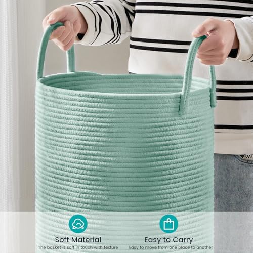 YOUDENOVA Cotton Rope Laundry Hamper Basket, 58L Blanket Basket for Nursery - Image 4