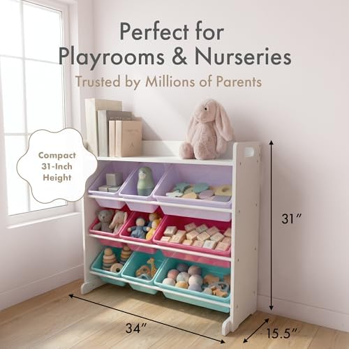 Humble Crew Kids Toy Organizer with Display Shelf, 9 Bins, 3 Tier Storage - Image 2