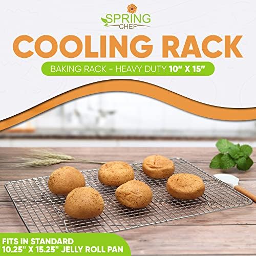 Spring Chef 10" x 15" Stainless Steel Cooling Rack for Baking, Set of 2 - Image 2