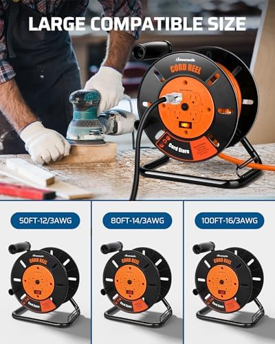 DEWENWILS Extension Cord Storage Reel, Hand Wind Retractable Open Cord Reel - Image 5