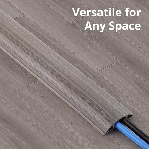 ZhiYo 10ft Floor Cord Cover, Cable Cavity 0.6" W x 0.3" H, Grey Oak Wood - Image 3