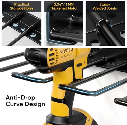 POKIPO Power Tool Organizer, 4 Drill Holder Wall Mount, Heavy Duty Garage Tool Organizer and Storage, Suitable Tool Rack for Tool Room, Workshop, Garage - Image 4