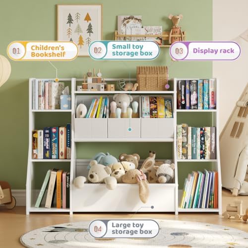 FOUCSSOMEI Kids Bookshelf and Toy Storage Organizer with Large Toy Box - Image 4
