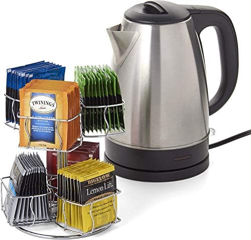 Nifty Tea Bag Spinning Carousel – 6 Compartments, Up to 60 Tea Bags Storage, Spins 360-Degrees, Lazy Susan Platform, Modern Chrome Design, Home or Office Kitchen Counter Organizer - Image 5