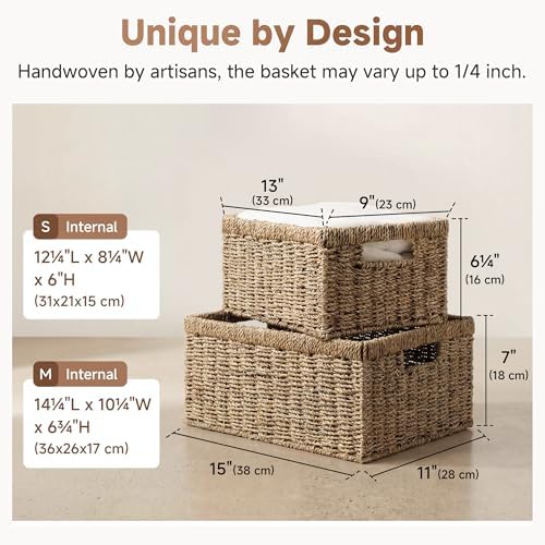 StorageWorks Wicker Storage Baskets, Natural Seagrass Storage Basket, 2Pack - Image 3