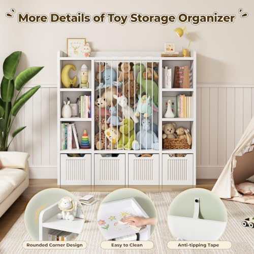 Toy Storage Organizer with Stuffed Animal Storage, White - Image 5