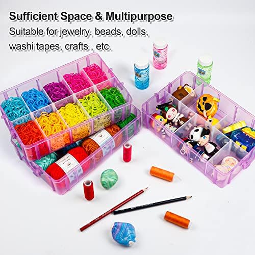 7 Layers Stackable Storage Container, 70 Adjustable Compartments (Purple) Stackable Storage Container, Perfect for Kids Toys, Art Crafts, Jewelry, Supplies, Mini Case & Letter Sticker Included - Image 4