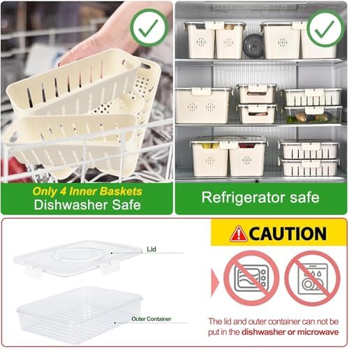 2 Pcs Salad Bar Containers for Fridge with Lid, Fruit Storage Veggie Tray - Image 2