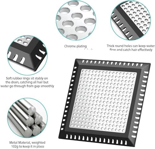 Shower Drain Hair Catcher/Drain Strainer/Shower Drain Cover for Bathroom Floor Drain, Stainless Steel and Silicone (Patented Product) (Pack of 2) - Image 3