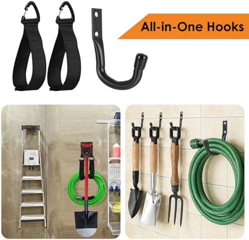 14" Garage Hooks Heavy Duty 4-Pack - Garage Storage System Hooks, Ladder Hooks for Garage Wall & Broom Holder Wall Mount | Non-Slip Tire Rack & Heavy Duty Wall Hooks for Hanging Ladders, Chairs. - Image 3