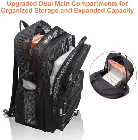 Bagenius Heavy Duty Mesh Backpack, 30L See Through Large Capacity Beach Bag - Image 5