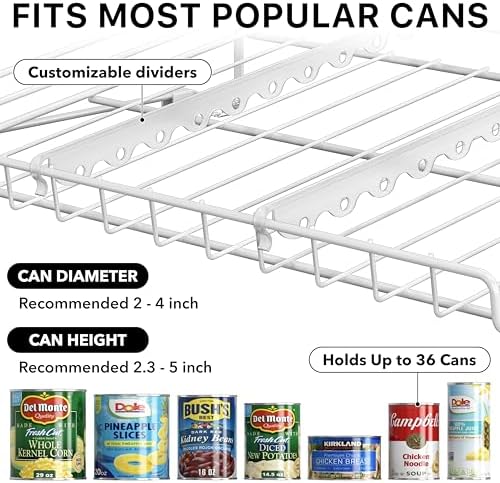 Simple Houseware 3-Tier Stackable Can Organizer Rack Hold 36 Cans, White - Image 6