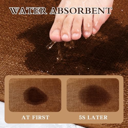 chakme Bathroom Rugs Mat U-Shaped 24x17, Ultra ThinNon Slip Bath Mat Small Quick Dry Absorbent Bath Matfor Bathroom Floor, Rust, U-24"x17" - Image 3