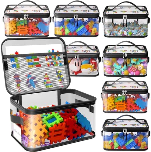 8 Pcs Large Clear Toy Storage Bags with Labels, Handles, Zippers XXL by Shcsdr