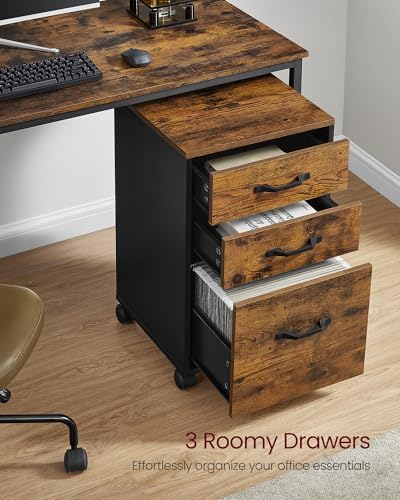 VASAGLE Mobile File Cabinet, 3 Drawers Filing Cabinet with Wheels - Image 4