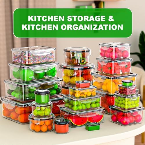 62 Pcs Large Food Storage Containers with Lids Airtight,Total 656OZ(31 Containers &31 Lids), Reusable BPA-Free Plastic Food Container for Kitchen Organization, Leakproof Meal-Prep Containers for Lunch - Image 6