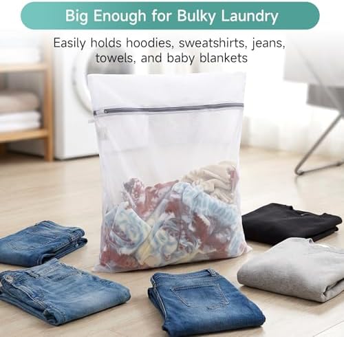 GOGOODA XL Mesh Laundry Bags, 4-Pack Large Wash Bags with Auto-Lock Zipper - Image 5