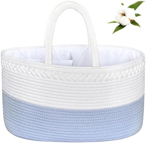 X-Large Baby Diaper Caddy Organizer, Cotton Rope Nursery Storage Basket by ABenkle