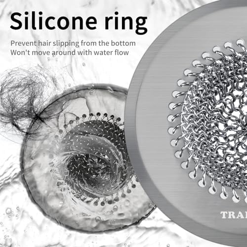 TRAPMATE Hair Catcher Shower Drain, Prevent Clogging Bathtub Drain Hair Catcher, Easy Clean 304 Stainless Steel Shower Drain Cover Protector for Bathroom Regular & Pop-up Drain (Light Gray) - Image 4