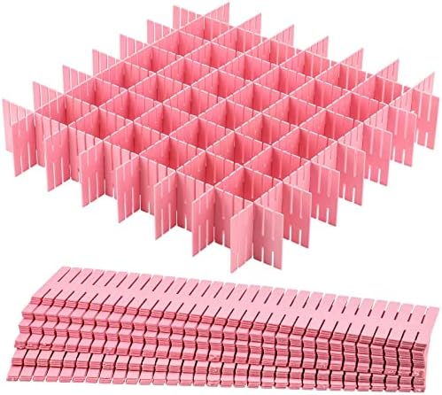 acDesign 40Pcs Grid Drawer Dividers, Adjustable Drawer Organizer for Socks, Underwear, Lingerie, Makeup, Bedroom Office Kitchen Storage (Pink) by acDesign