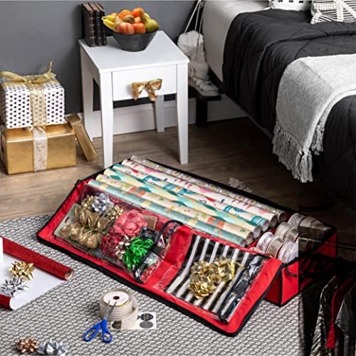 ZOBER Wrapping Paper Storage, Gift Wrapping Organizer Storage, Red/Black - Image 2