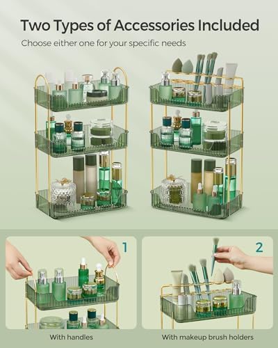 SONGMICS 3-Tier Makeup Organizer, Square, Customizable - Image 2