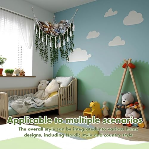 Suncalla 2 Pcs Toy Storage Net for Stuffed Animals Wall Hammock, Beige - Image 5