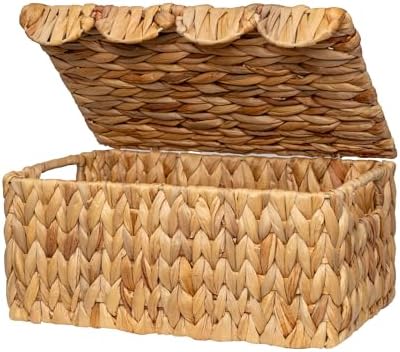 StorageWorks Wicker Storage Basket with Lid, Scalloped Wicker Baskets by StorageWorks