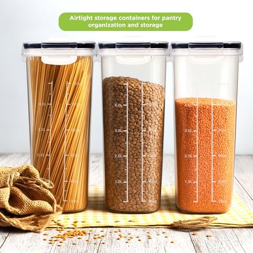 Utopia Kitchen Cereal Containers Storage Set with Lids, 4 Pack, 4L, Clear - Image 3