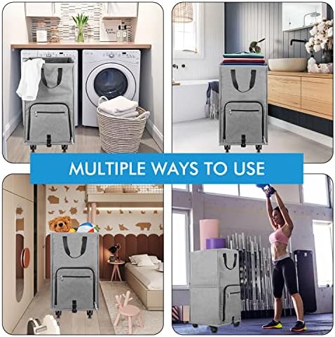 Laundry Hamper with Wheels, Bukere Large Rolling Laundry Basket with 4 Casters and 2 Handles, Collapsible Freestanding Wheeled Laundry Bag for Clothes, Laundry Room, Bathroom, Apartment, College - Image 7