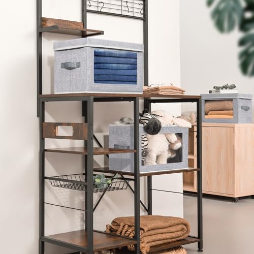 Homsorout Fabric Storage Bins with Lids - 3 Packs Storage Cubes with Window, Foldable Storage Baskets Bins for shelves, Closet Storage Boxes for Towels, Clothes, Home, Office, Blended - Image 5