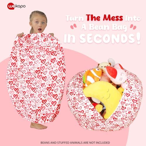 WEKAPO Stuffed Animal Storage Bean Bag Chair Cover for Kids - Image 2
