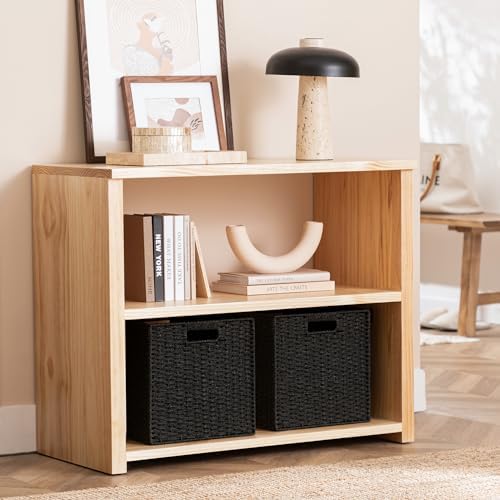 UBBCARE 4 Pack Wicker Basket, 11L×11H×10.5W inch Woven Paper Rope Storage Baskets for Shelves, Foldable Cube Storage bin with Handle, Storage Basket for Organizing & Decor, Black - Image 5