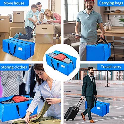 AlexHome Heavy Duty,Extra Large Packing Bags for Moving,Reusable Plastic Moving Totes,Clothes Storage Containers,Moving Supplies Bins,Compatible with Ikea Frakta Cart (Blue,Set of 5) - Image 6