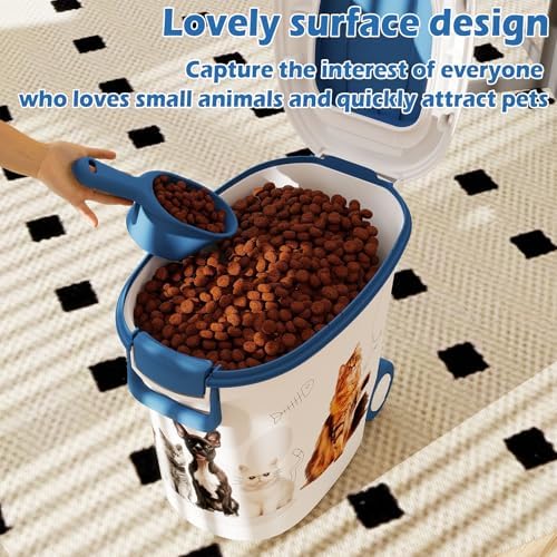 DRATO Cat Food Storage Container with Removable Wheels, Extra Large Capacity Sealed Lid Design for Easy Cleaning, Multi-Purpose Pet Food Container Bowl Scoop Included. - Image 5