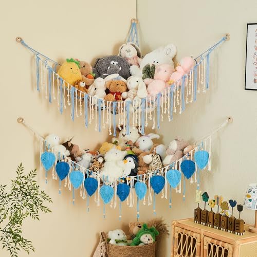 Pretty Jolly Stuffed Animal Storage Hammock with Wooden Beads and Tassels - Image 5