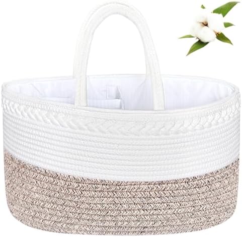 X-Large Baby Diaper Caddy Organizer, Cotton Rope Nursery Storage Basket by ABenkle