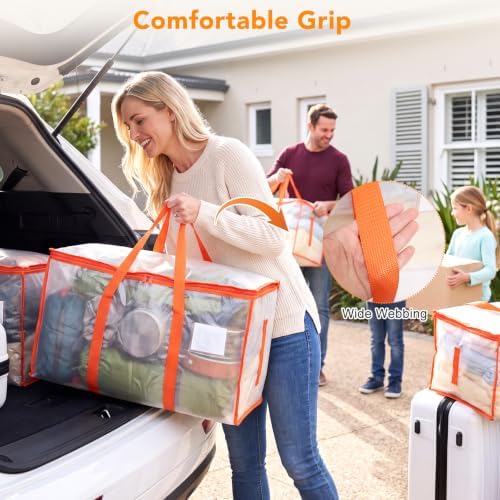 6 Pack 93L Extra Large Heavy Duty Clear Moving Bags 200LBS, Orange Edges - Image 5
