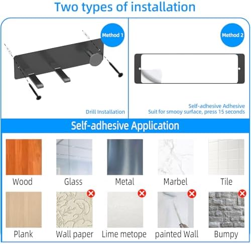 XIGOO Self Adhesive Hair Dryer Holder Wall Mounted - Image 6