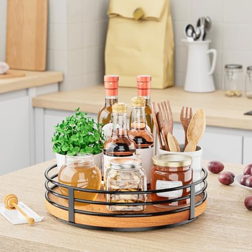 10" Lazy Susan Turntable Organizer - Wood Round Lazy Susan for Cabinet Kitchen Countertop Dining Table Pantry Cupboard Bathroom Coffee Bar Storage Home Decor - Image 4