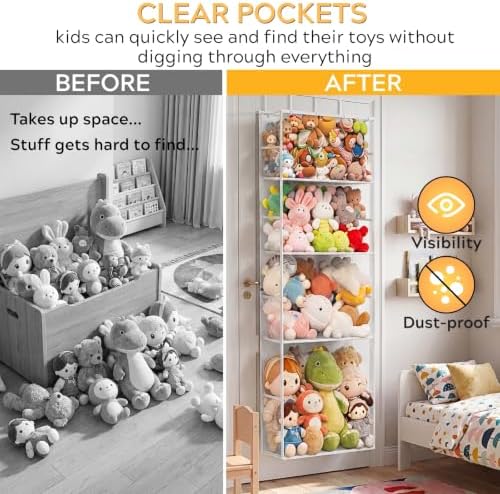 Ofiray-home Over the Door Stuffed Animal Storage with Clear Dust Cover - Image 3